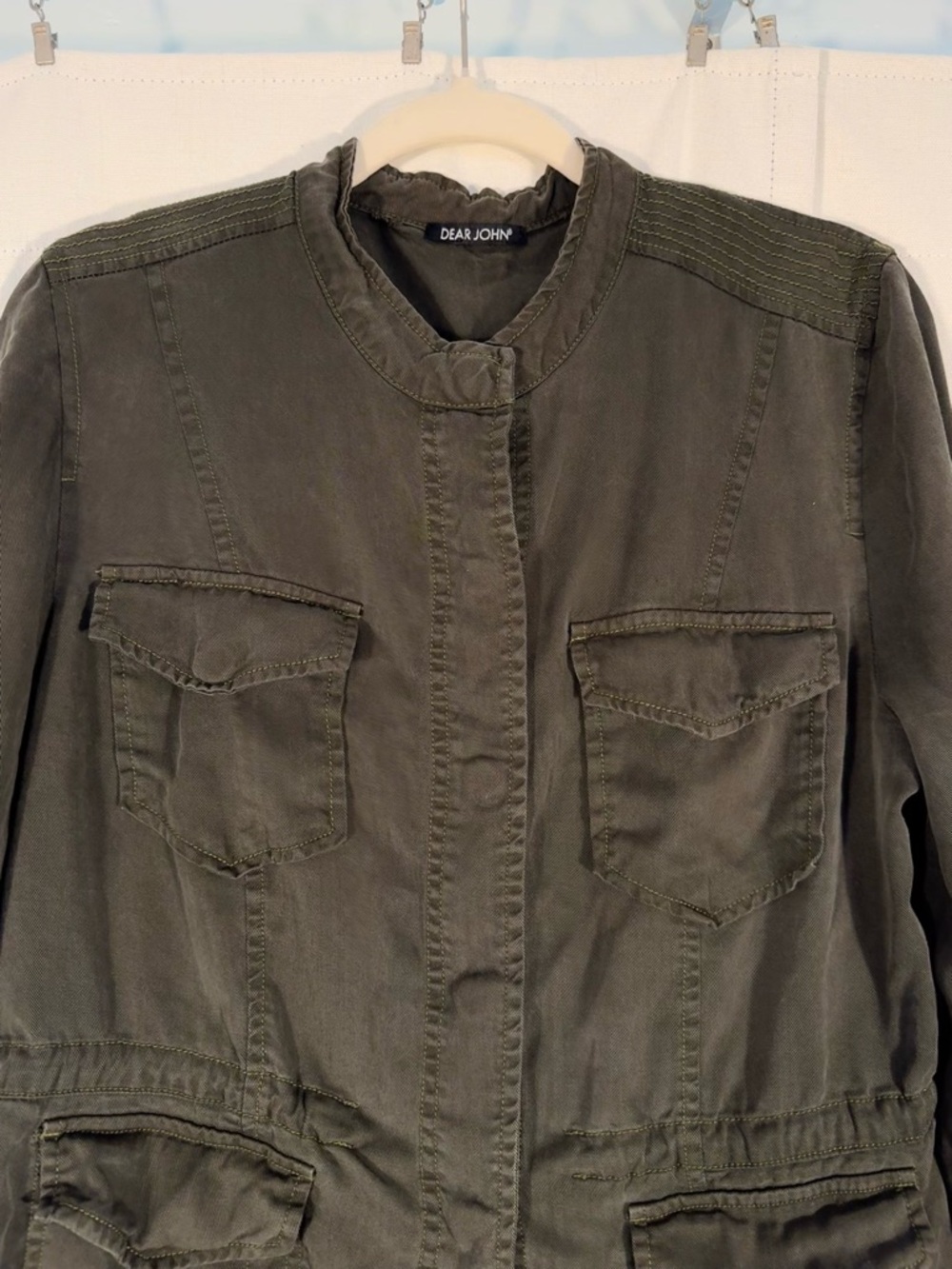 Dear John Olive Green Tencel Utility Jacket - Picture 3 of 7